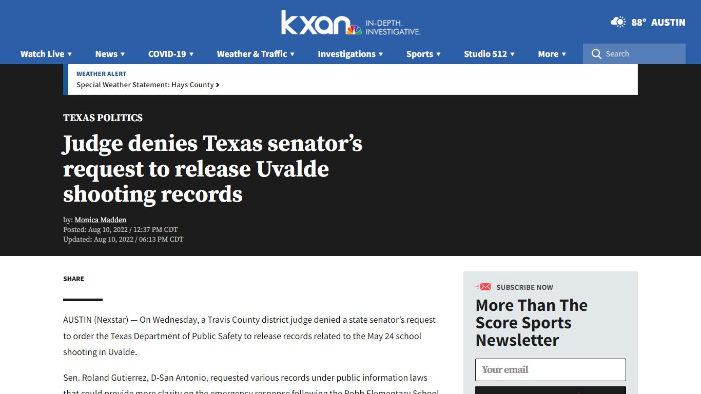 Judge denies Texas senator’s request to release Uvalde shooting records